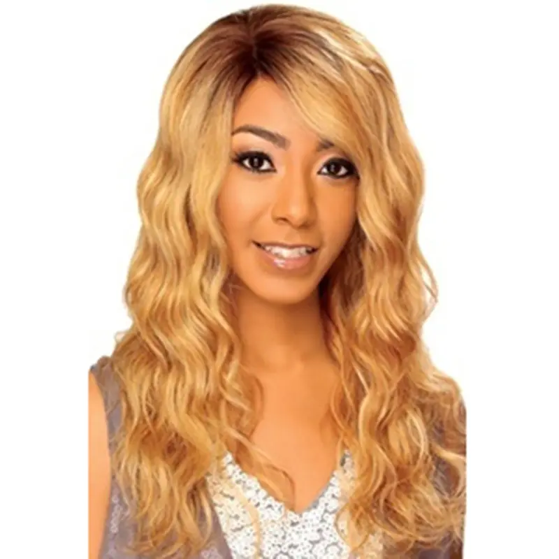Blonde Wavy Remy Human Hair Pleasing Long Wigs