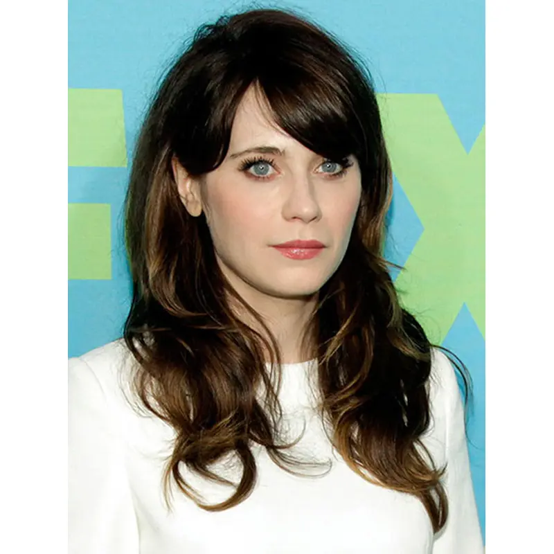 18" Lace Front Long Synthetic Wavy Zooey Deschanel Wigs