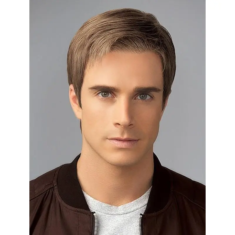 4" Straight Blonde Monofilament Men Wig