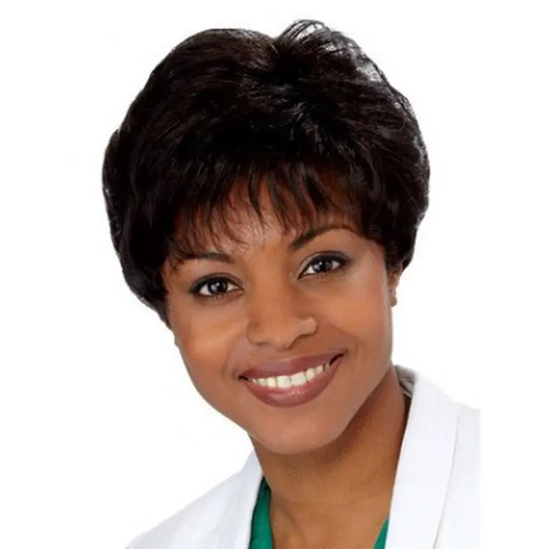 Black Straight Synthetic Traditiona Short Wigs