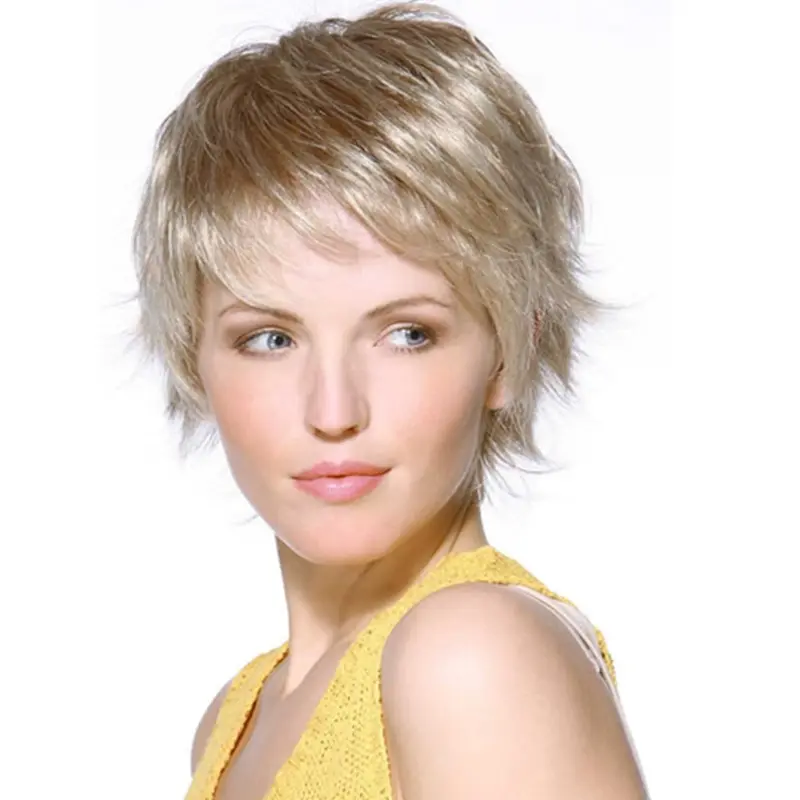 Designed Blonde Straight Chin Length Lace Front Wigs