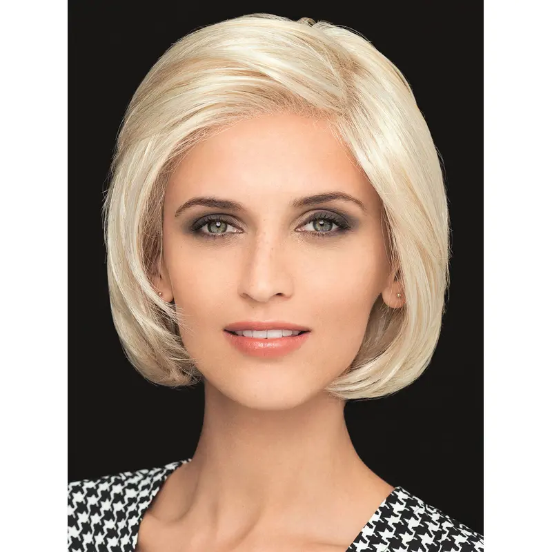 10" Platinum Blonde Synthetic Chin Length Straight Bobs Hand Tied Lace Wigs