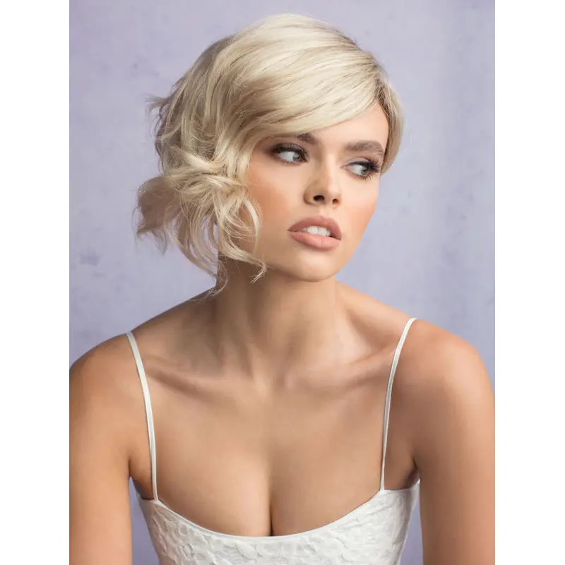 8" Without Bangs Wavy Synthetic Monofilament Platinum Blonde Short Wigs Buy