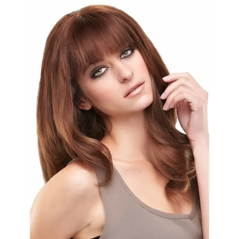 Fashion Auburn Lace Front Long Remy Human Lace Wigs
