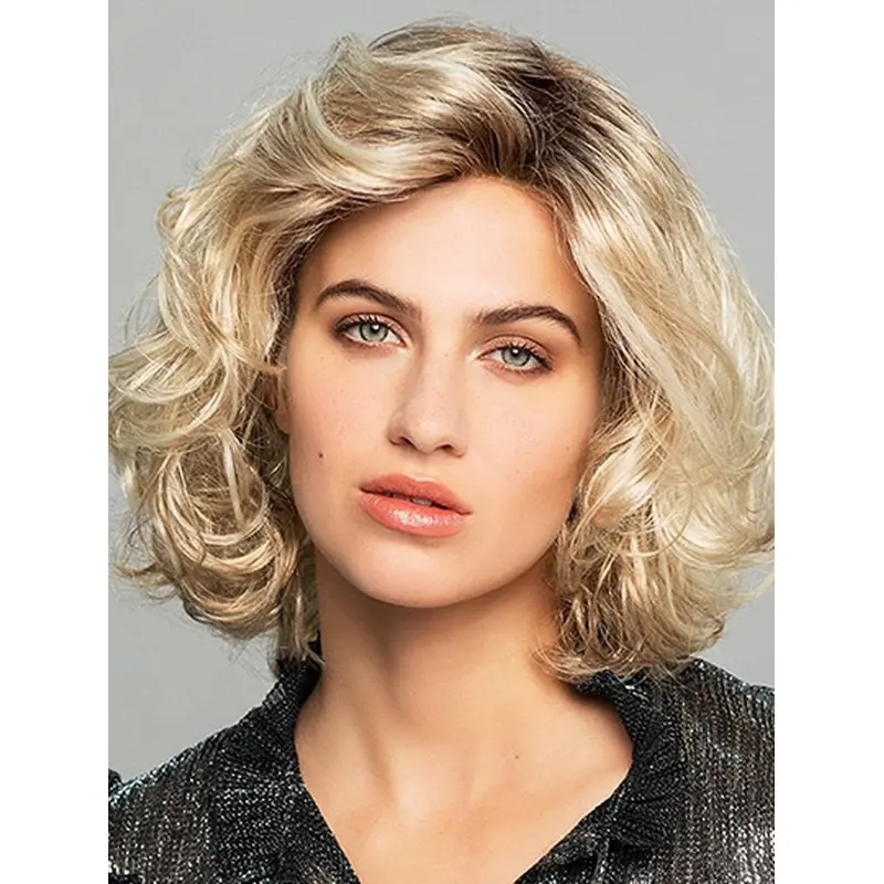 12" Chin Length Curly Lace Front Ombre/2 tone Modern Bob Wigs