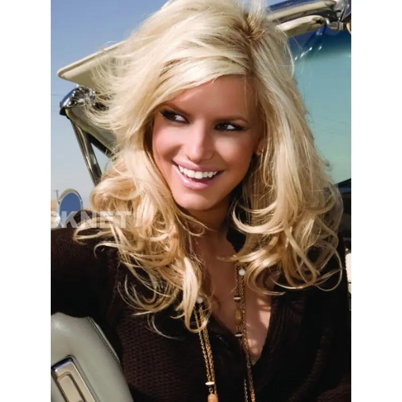 Attractive and enthusiastic long wavy lace wig about 16 inches