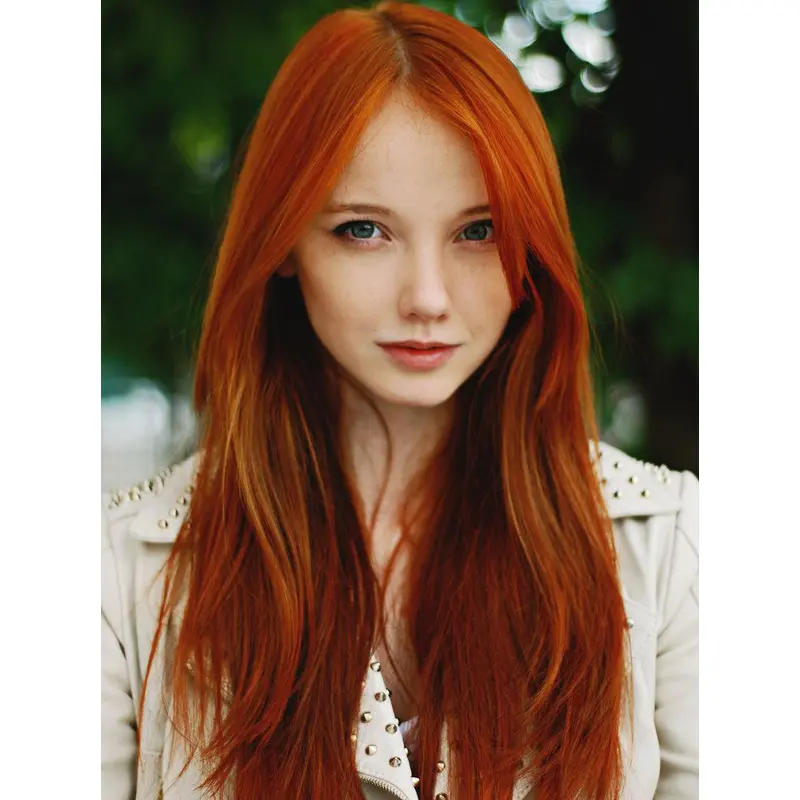 Fashionable Long Straight Capless Copper Wigs 20 Inch