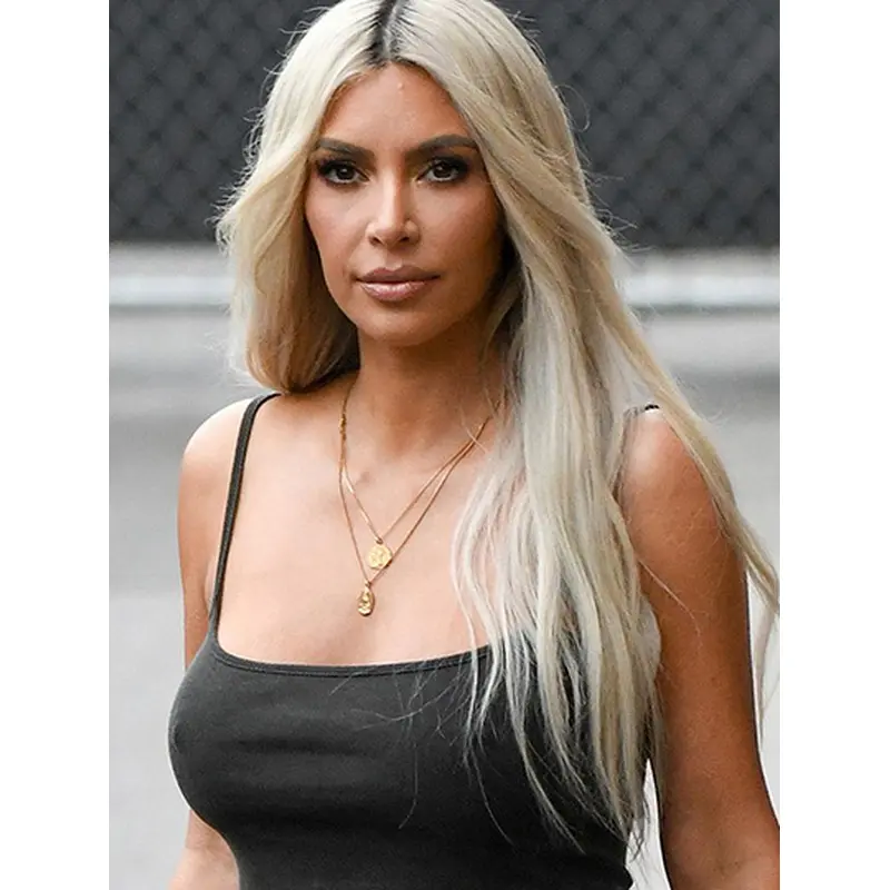 Long 24" Straight Without Bangs Lace Front Kim Kardashian Wigs