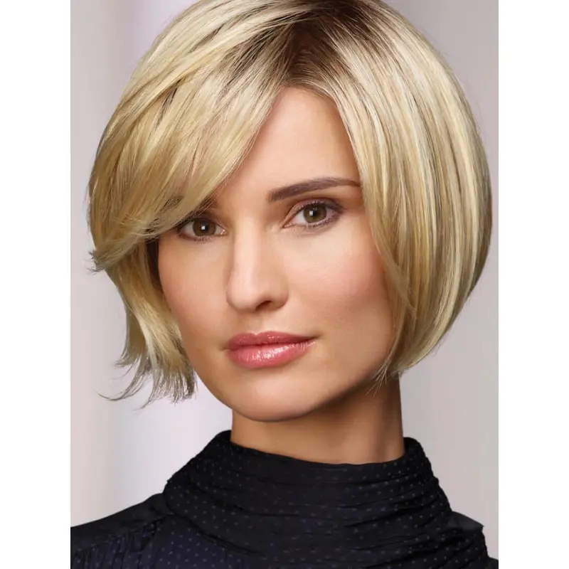 8" Short Blonde Bobs Synthetic Ladies Monofilament Wigs