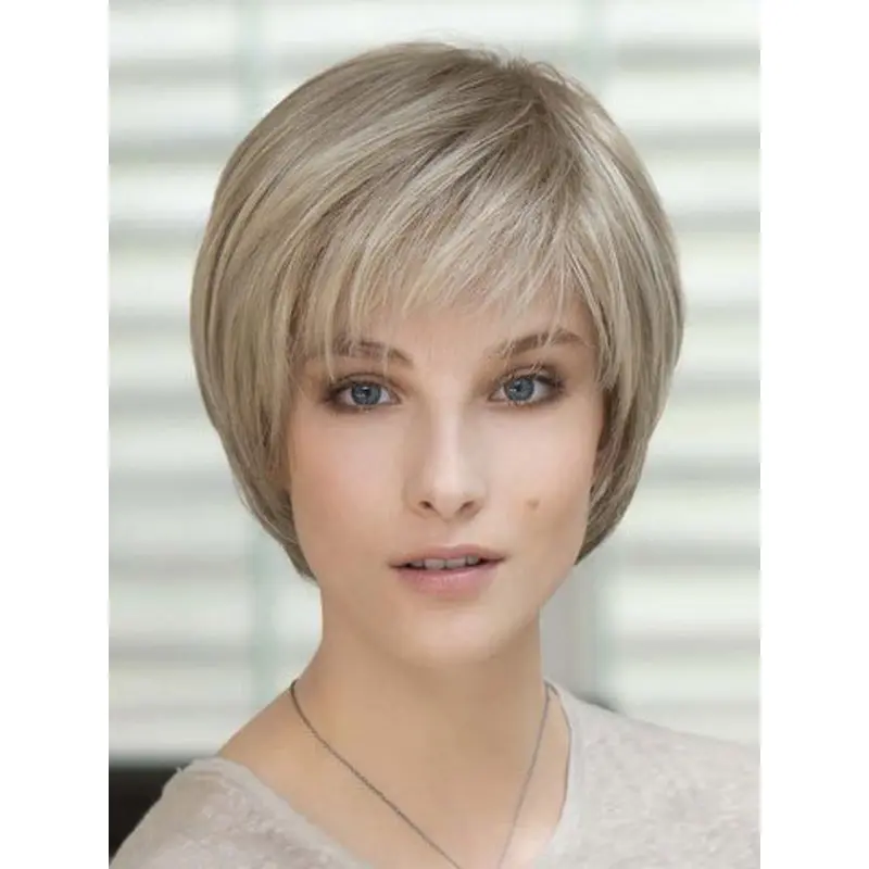 Blonde Straight Remy Human Hair Trendy Wigs For Cancer
