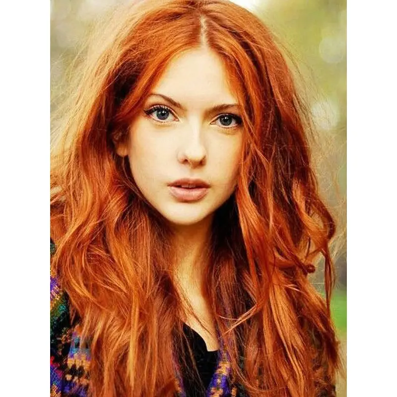 Fashionable Long Wavy Full Lace Copper Wigs 22 Inch