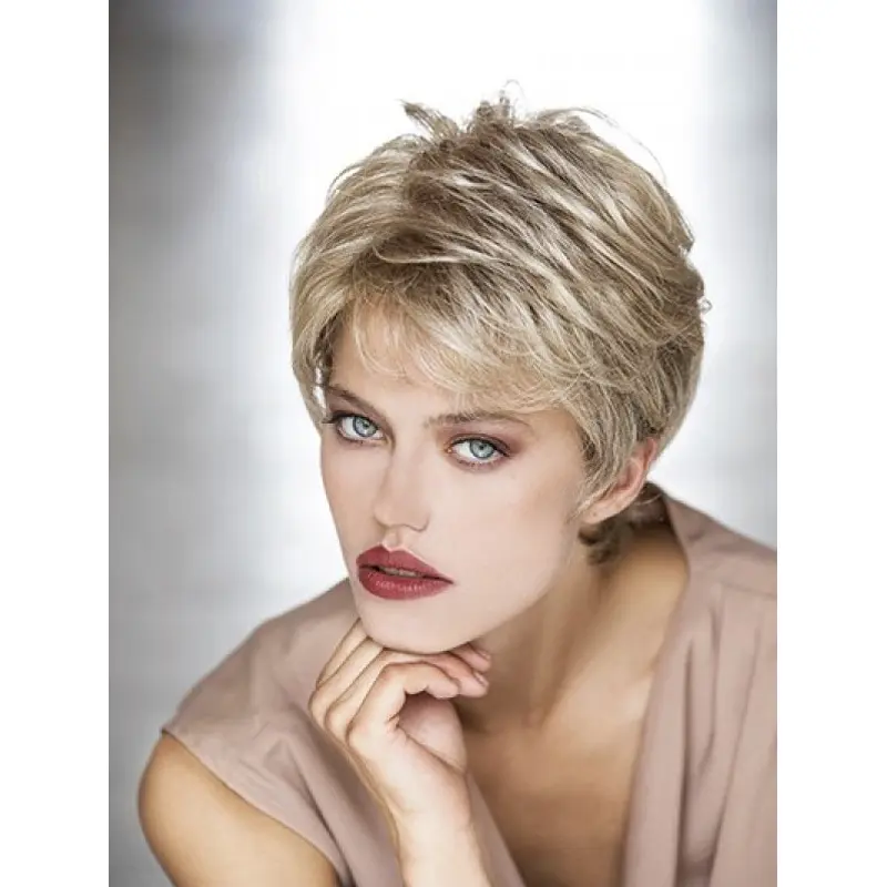 Wavy Blonde 8" Layered Monofilament Short Hair Styles