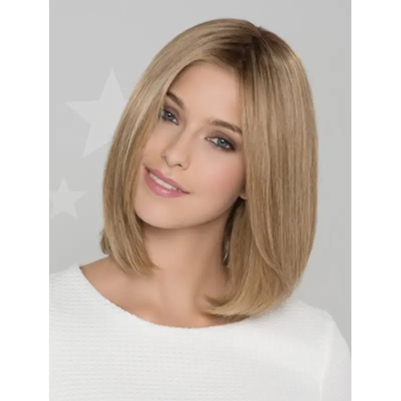 Blonde Straight 12" Remy Human Hair Bobs Good Monofilament Wigs