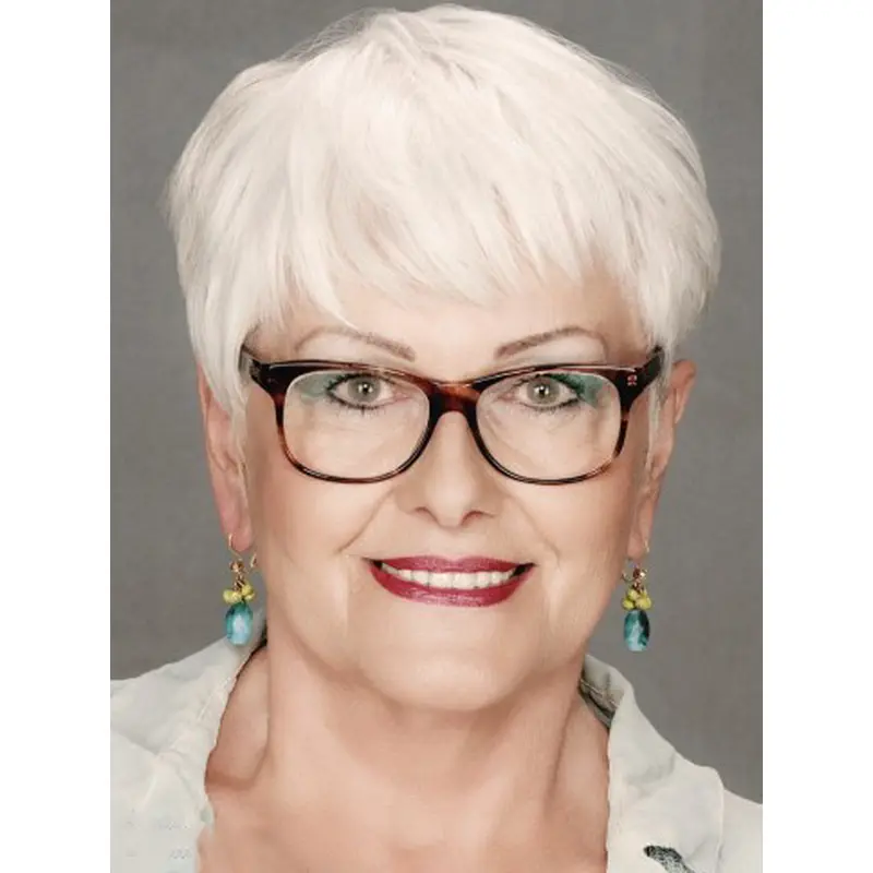 Short Straight Capless Remy Human Hair Grey Wigs hfnb117