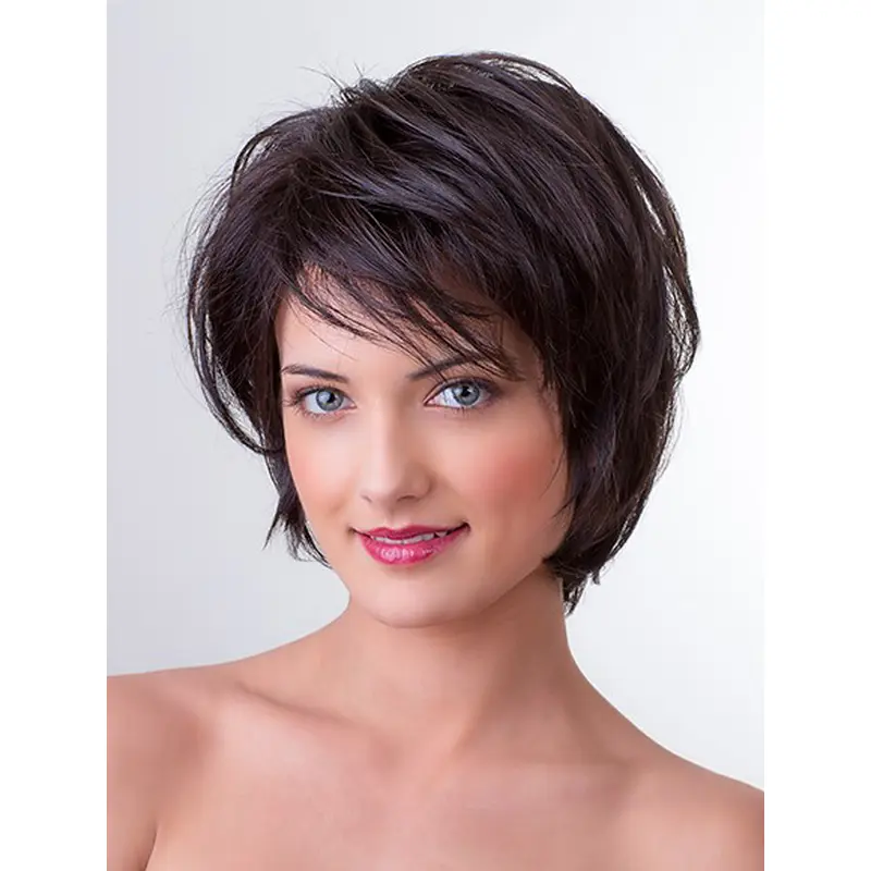 Bobs 10" Straight Brown Synthetic Monofilament Women Wig Medium
