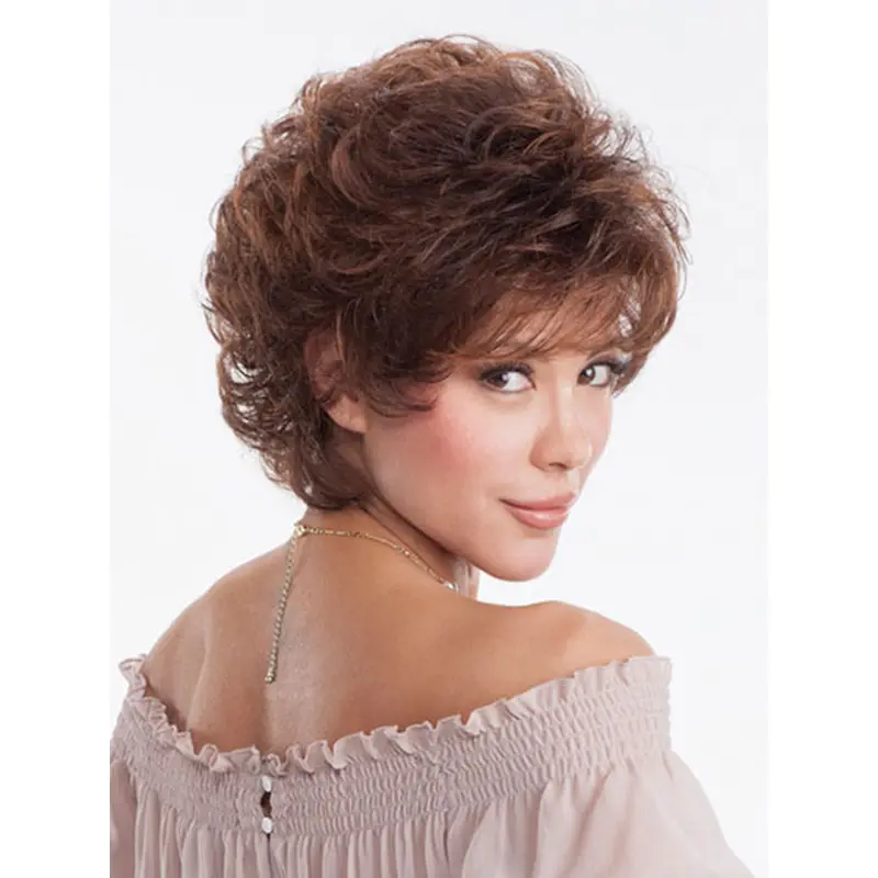 Fashionable Auburn Wavy Short Classic Wigs