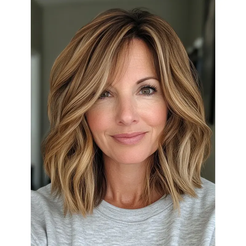 Medium Length Wigs Wavy Lace Front Remy Human Hair Bobs 14" Blonde Wigs