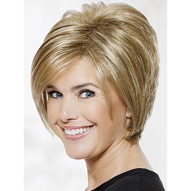 8" Straight Blonde Classic Short Wigs