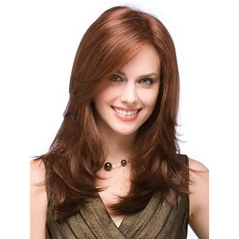 Auburn Layered Straight Fashionable Long Wigs
