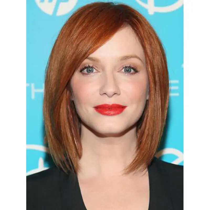 Fabulous Shoulder Length Straight Full Lace Copper Wigs 14 Inch