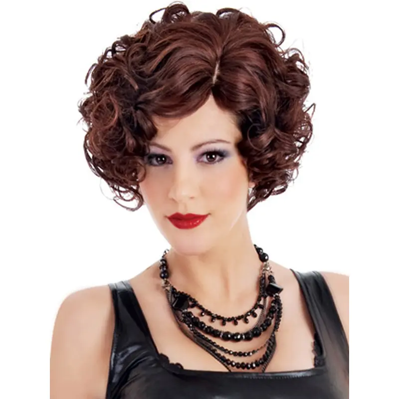 Designed Auburn Curly Short Classic Wigs