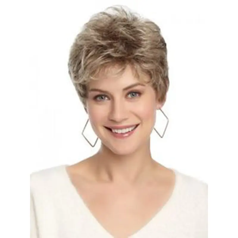 Lady Brown Short Wavy Lace Front Wigs