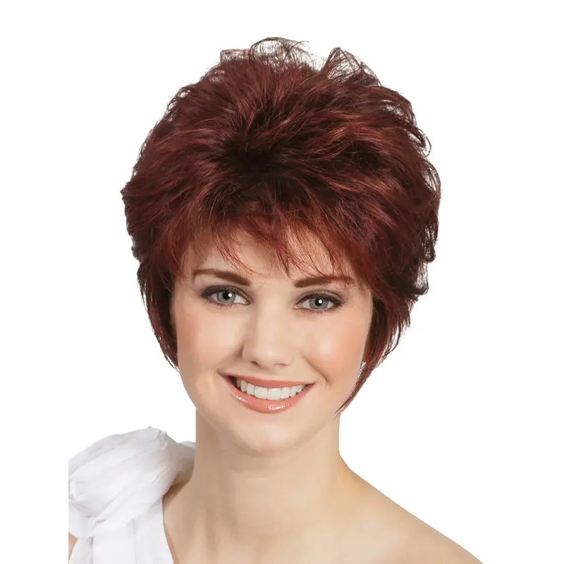 Monofilament Wavy Red 8" Classic Wigs For People With Cancer