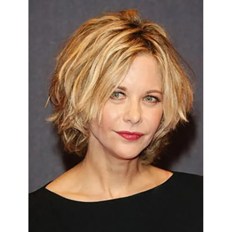 Wavy Chin Length Blonde Synthetic Meg Ryan Wigs