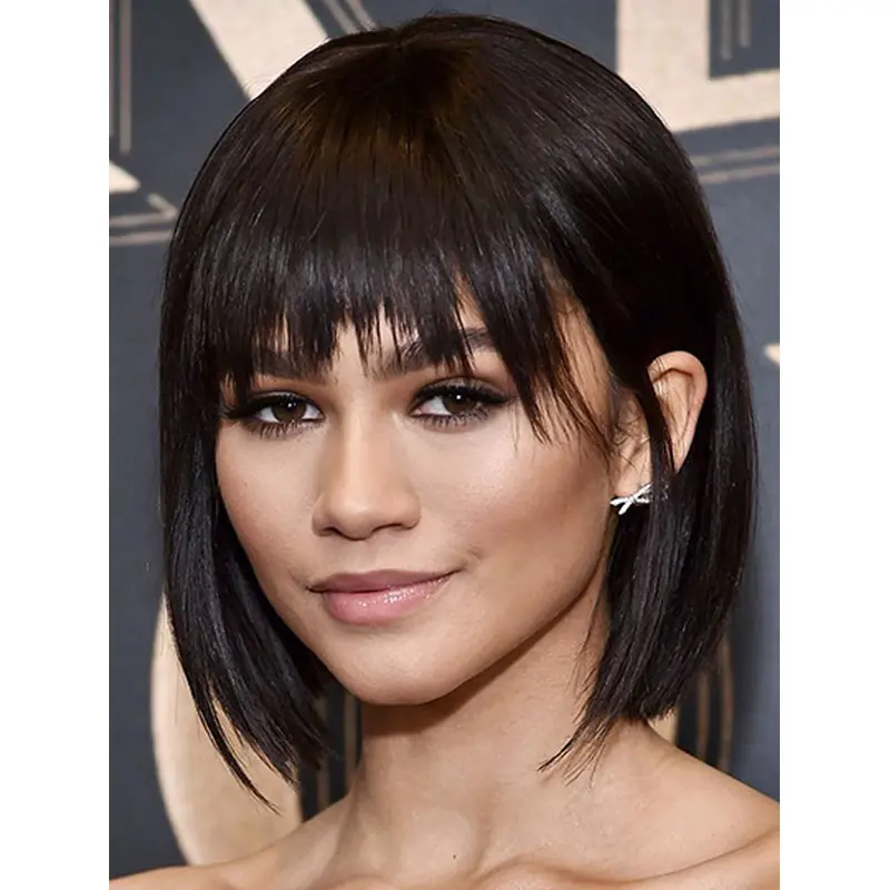 Capless 12" Straight Chin Length Bobs Zendaya Wigs