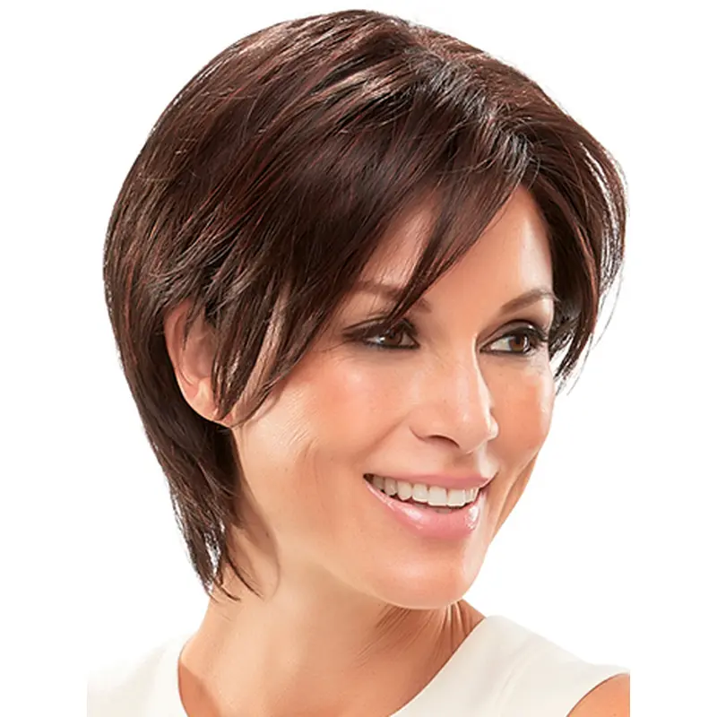 Synthetic Layered Auburn Straight 8" Short Wig