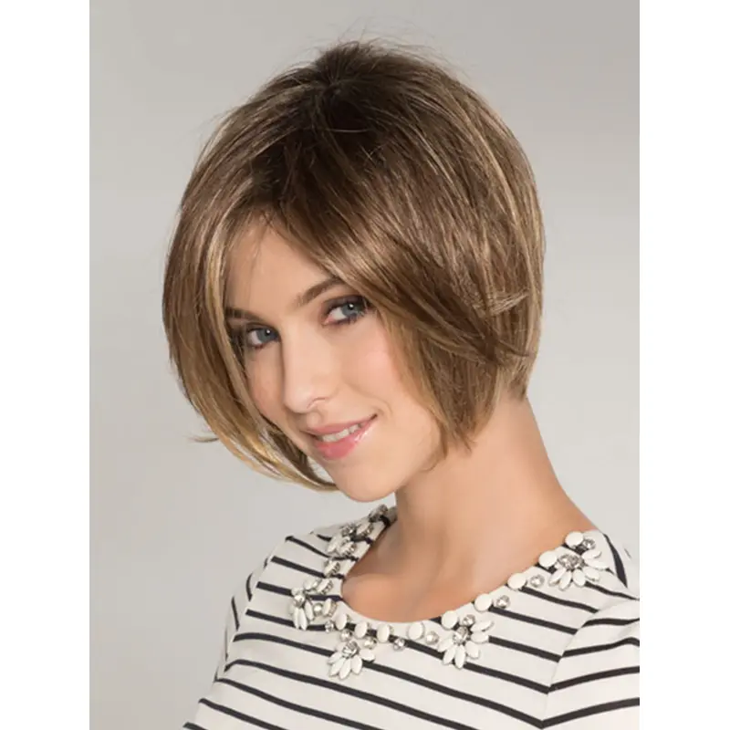 Blonde Synthetic Bobs Straight Chin Length Glueless Lace Front Wigs