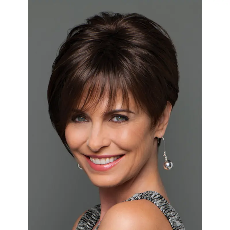 Fashionable Brown Straight Short Monofilament Wigs