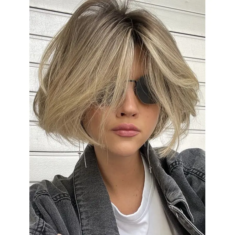 Blonde Bob Wig Remy Human Hair 10" Straight Lace Front Chin Length Wigs