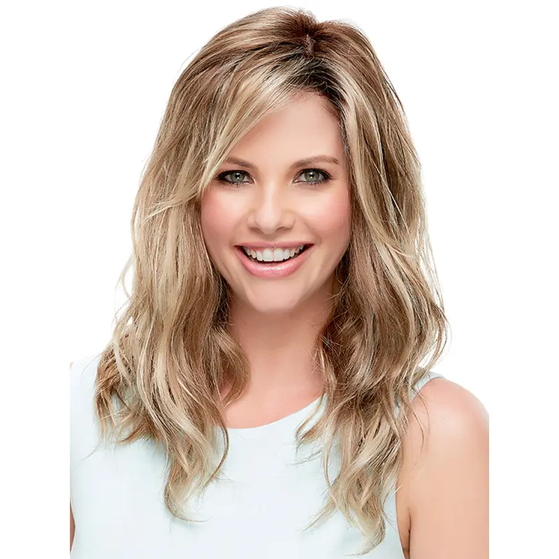 Online Layered Wavy Blonde Long Wigs