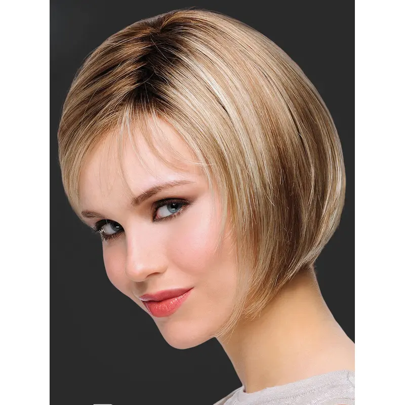 Top 10" Chin Length Straight Blonde Bob Wigs