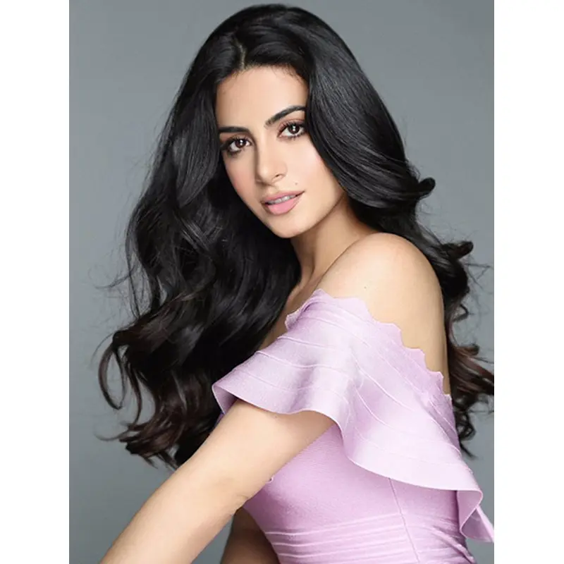 24" Lace Front Long Black Without Bangs Emeraude Toubia Wigs