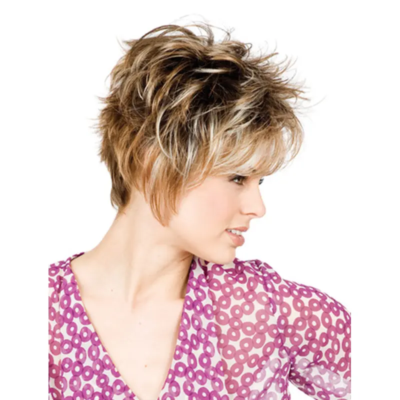 Blonde Monofilament Synthetic Fashionable Short Wigs