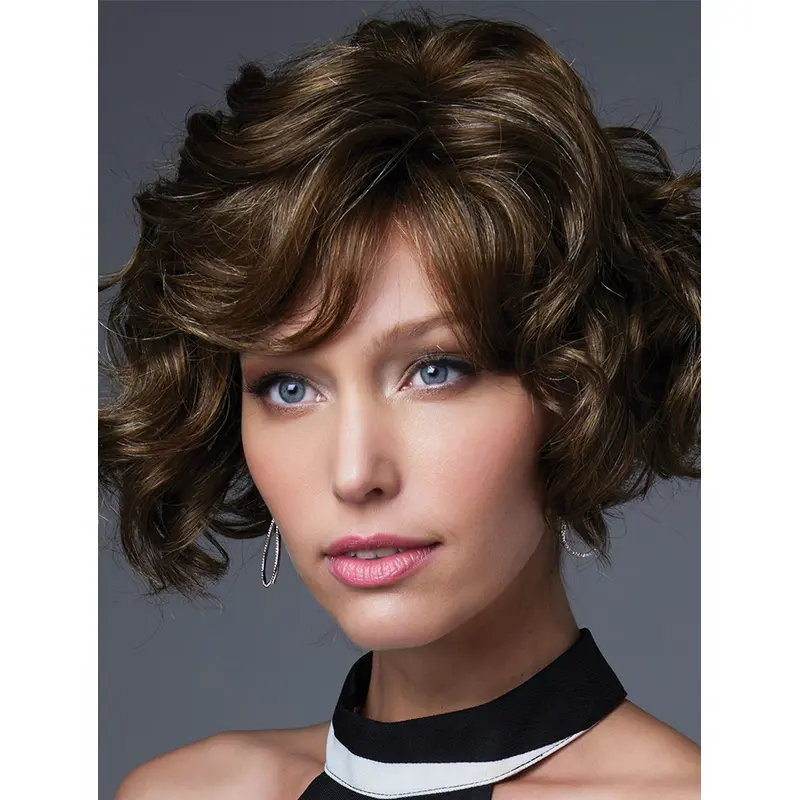 Brown 10" With Bangs Chin Length Incredible Monofilament Wigs