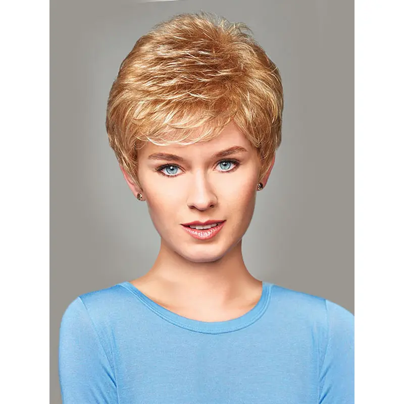Blonde Capless Wavy Synthetic Short Wigs