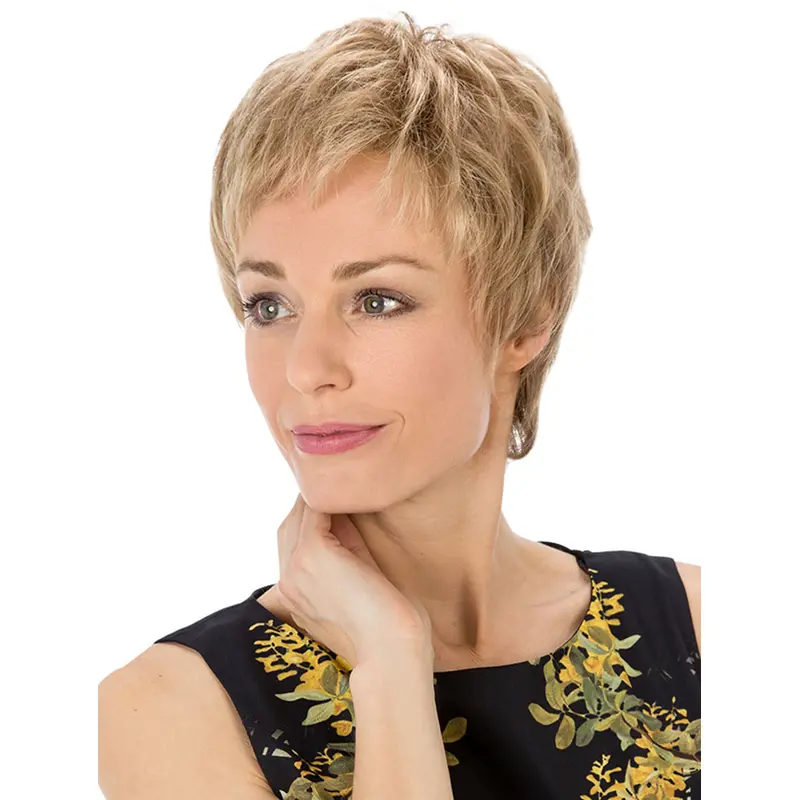 Blonde Straight 100% Hand-tied Convenient Boycuts Synthetic Wigs