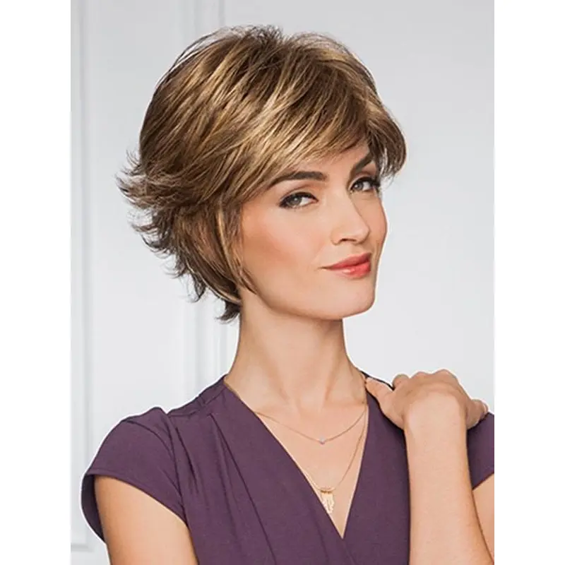 Brown 6" Wavy Synthetic Short Capless Synthetic Wigs