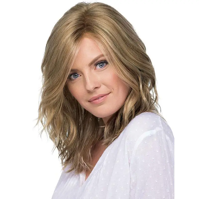 Layered 14" Shoulder Length Wavy New Medium Wigs