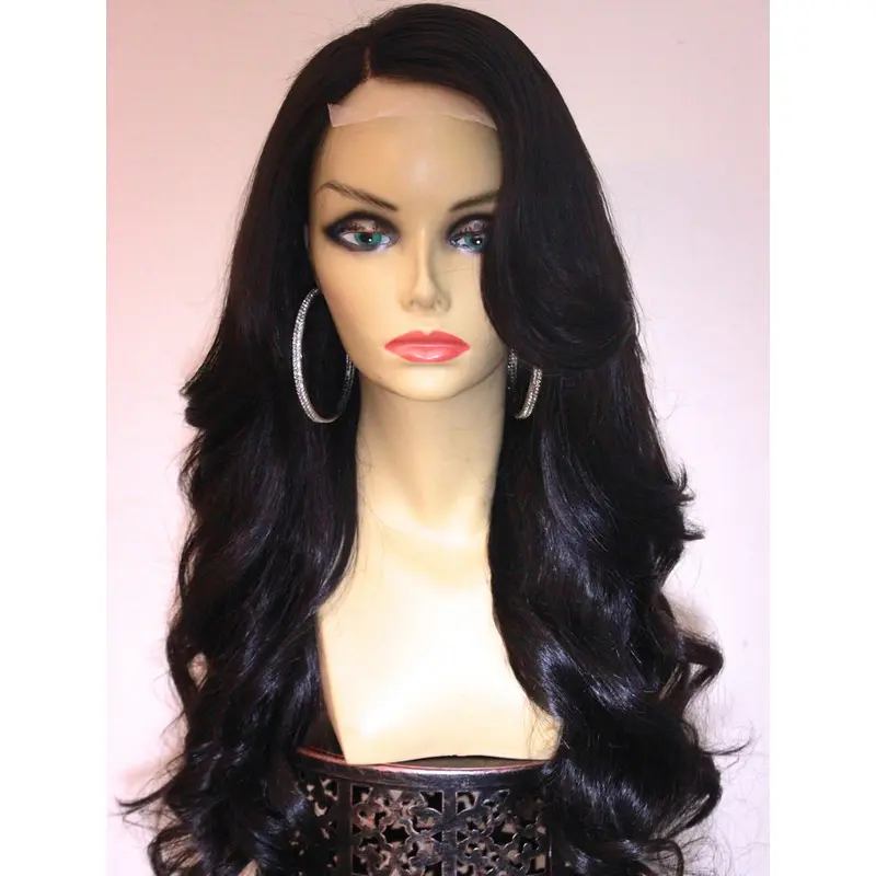 Modern Black Wavy Long African American Wigs