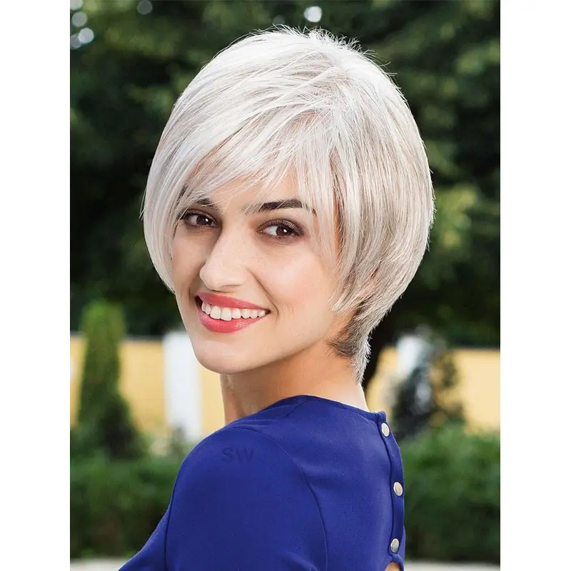 Monofilament Grey Synthetic 10" Chin Length Bob Hairstyles