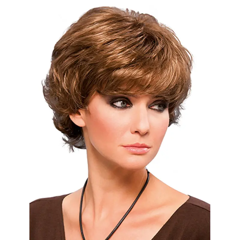 8" Short Blonde Wavy Synthetic Layered Lace Front Wigs