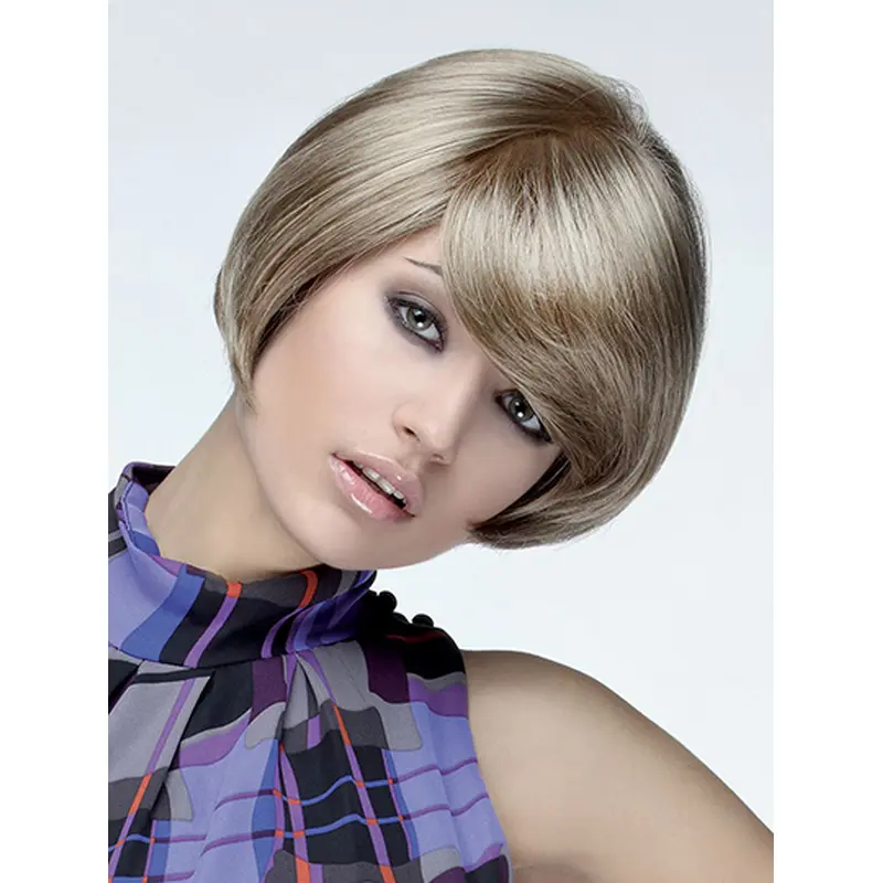 8" Short Straight Monofilament Blonde Bobs Synthetic Hair Wigs