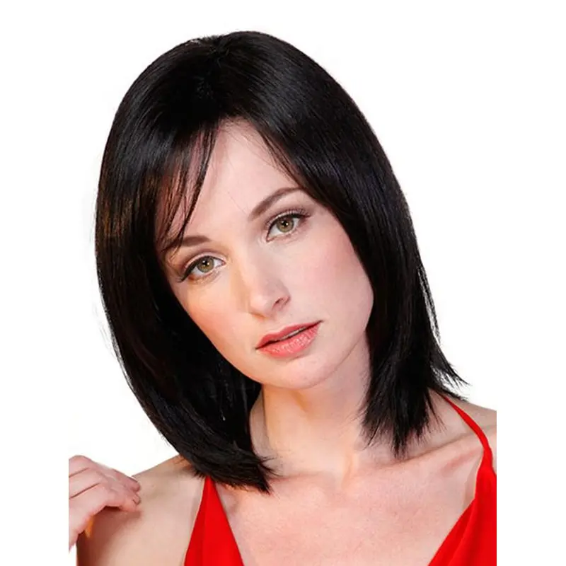 Bobs Black 12" Monofilament Straight Wigs Cancer