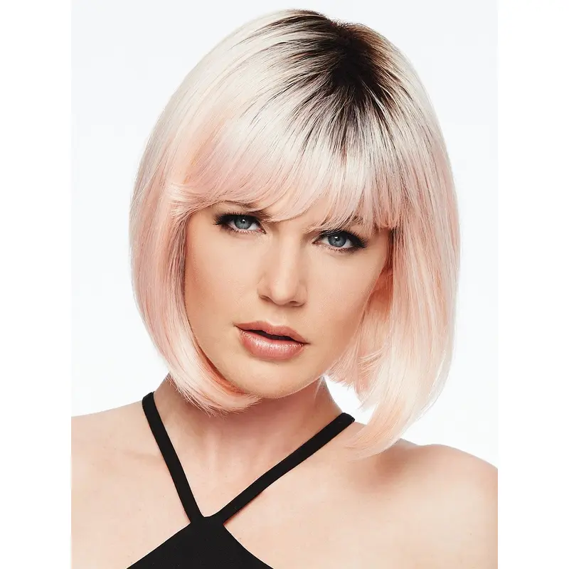 Pink Capless 10" With Bangs Trendy Synthetic Wigs