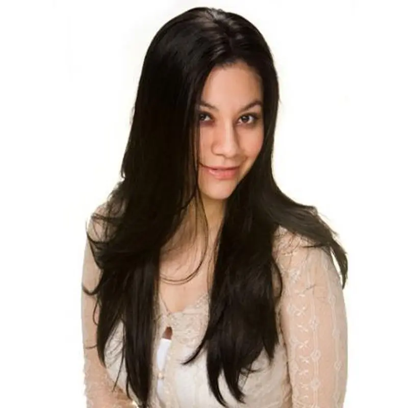 Sassy Black Lace Front Remy Human Hair Long Wigs
