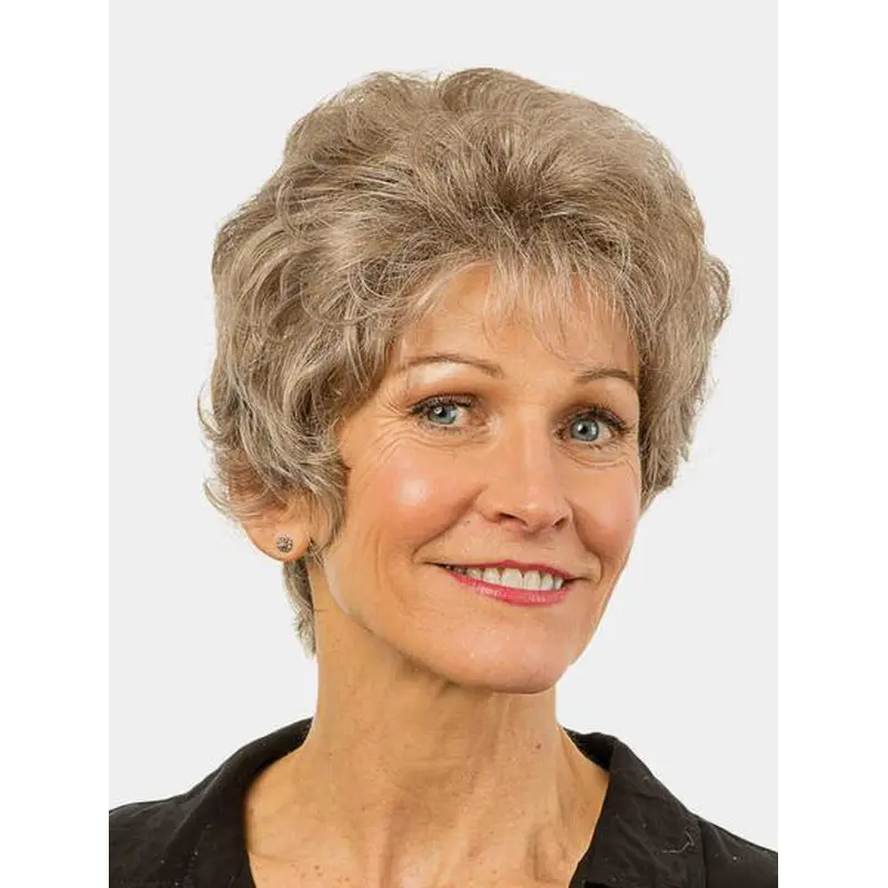 Wavy Brown Monofilament Synthetic Layered 8" Modern Short Wigs
